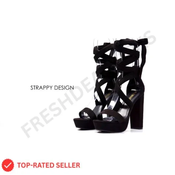 Chunky Block Platform Heels Strappy Gladiator Open Toe Sandals Dressy Pumps
